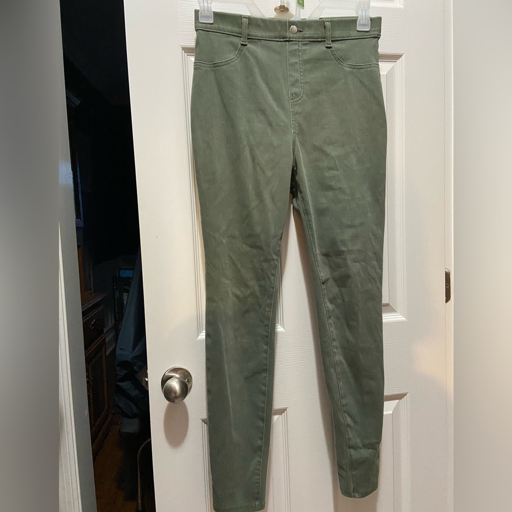 Green ankle cut pull up high waist
